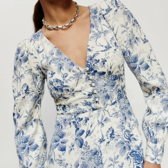 Floral Front Slit Chiffon Midi Dress - Picture 4 of 6